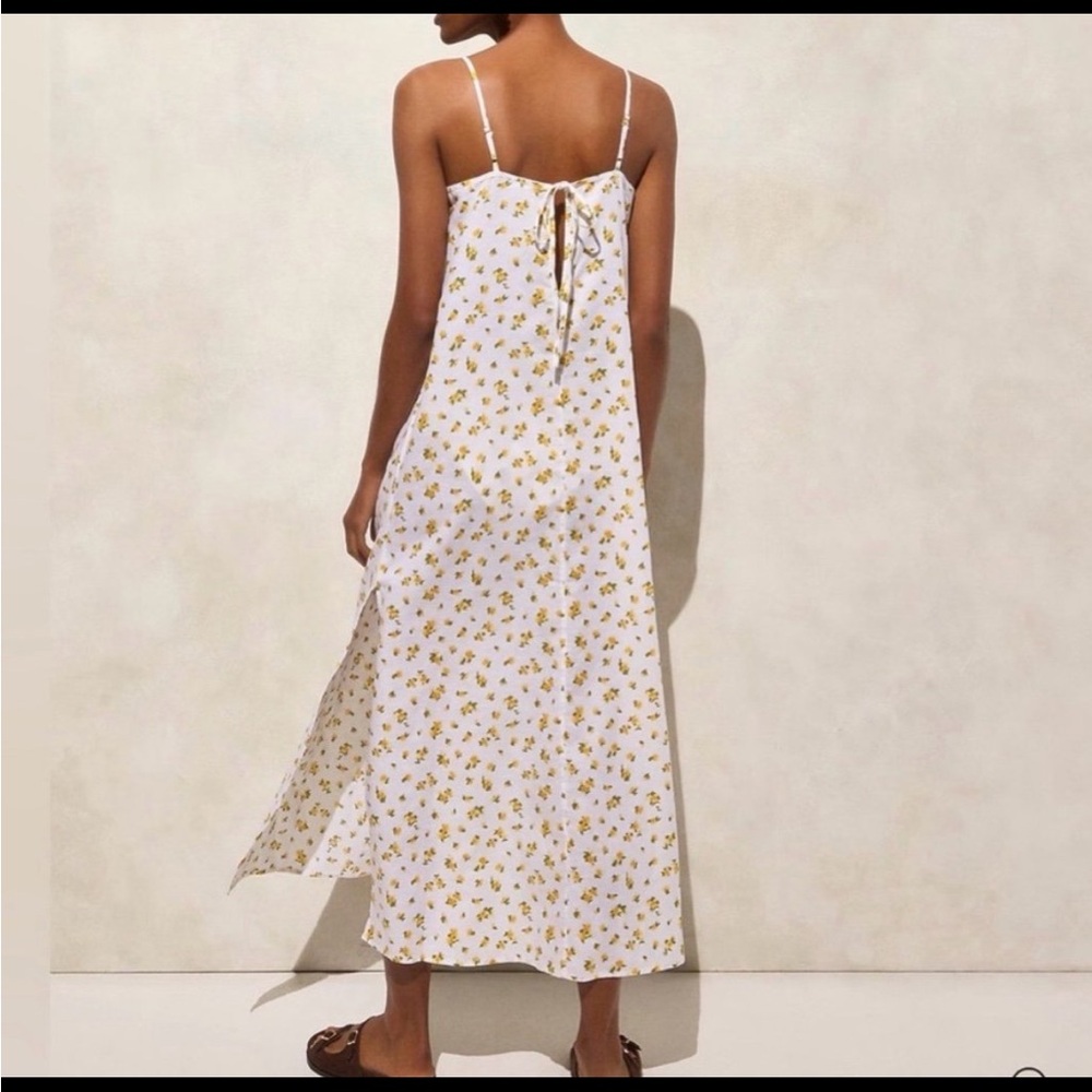 J. Crew White Midi Dress with Yellow Floral Print - Picture 3 of 6
